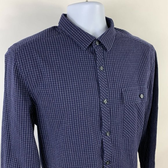 COPY - Kenneth Cole Button Down Shirt Mens Large Long Sleeve Blue Check Busines… - Picture 2 of 12